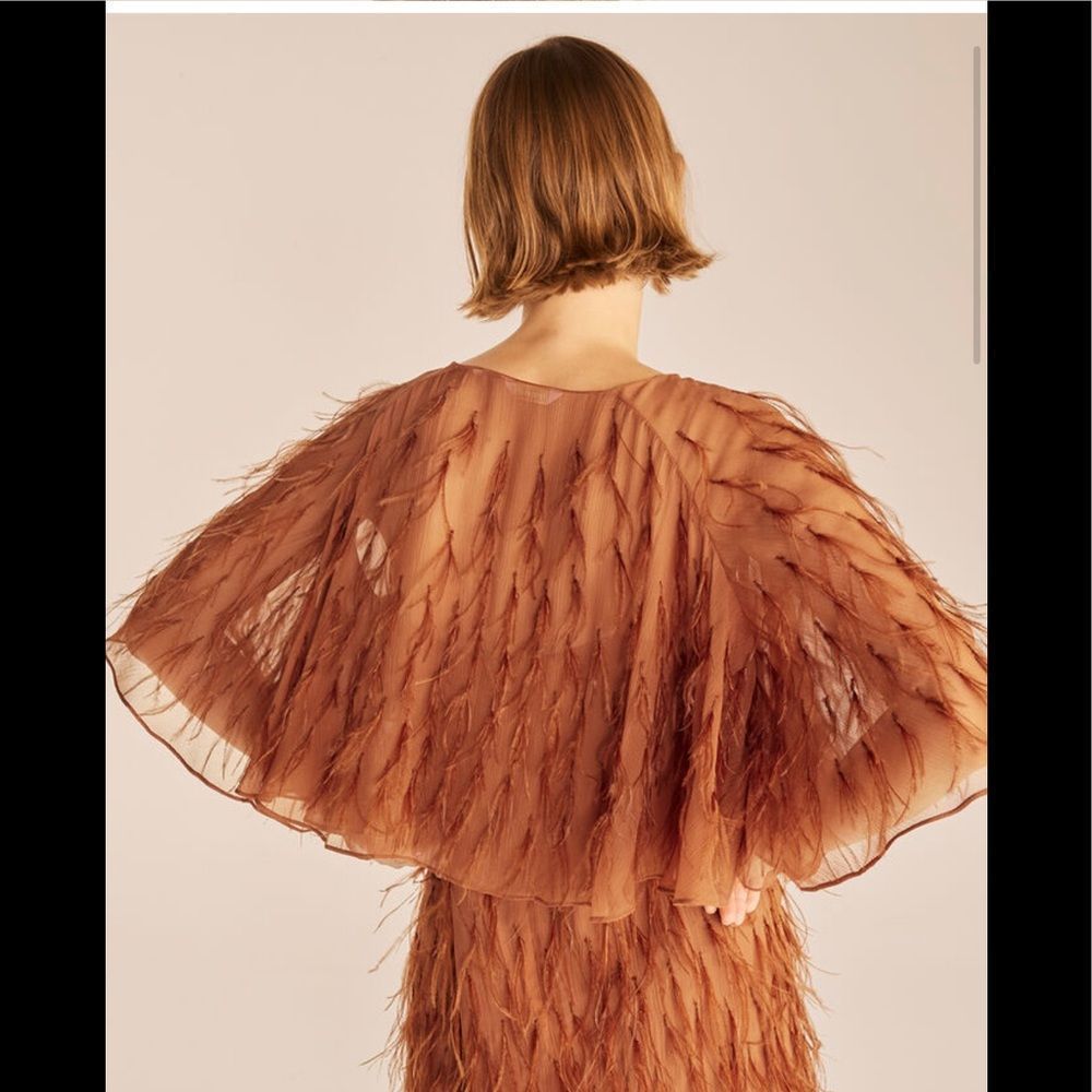rebecca silk ostrich feather jacket - Picture 6 of 7